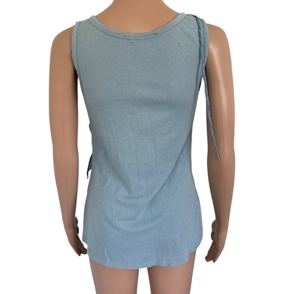 90s Y2K Feminine Fairycore Ruffle Flower Tank Top Romantic Vintage S Blue - Picture 4 of 7